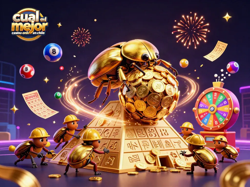 Cual es el mejor casino online en chile disfrutando una fiesta de juegos con bolas de lotería y tesoros dorados.