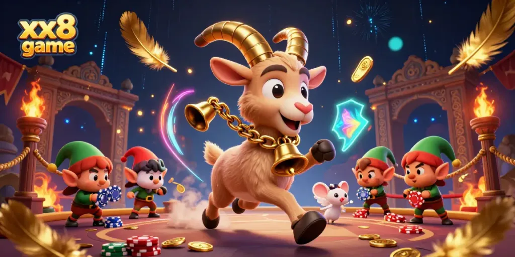 Win big with xx8 game at a lively casino where gremlins steal chips amidst festive chaos.