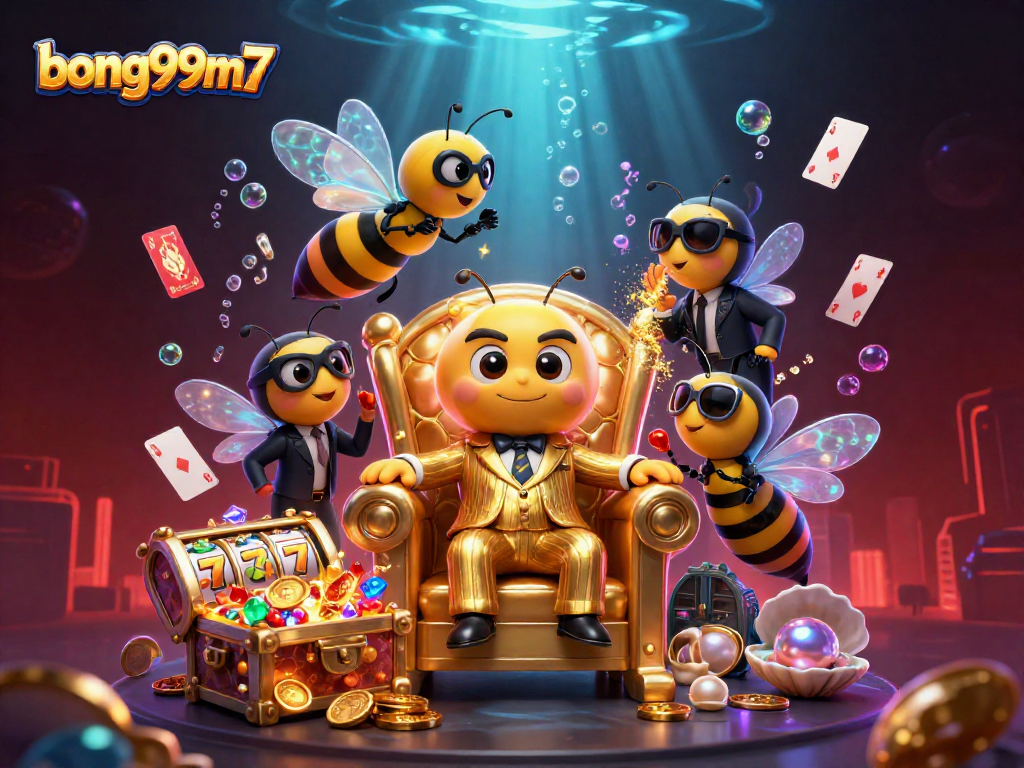Engage with bong99m7’s vibrant 3D casino theme, showcasing unlocking winning strategies among gold treasures.