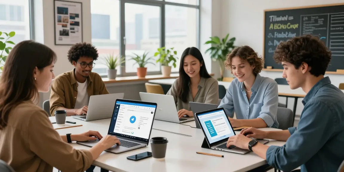 Using Telegram网页版 for collaborative communication in a modern workspace.