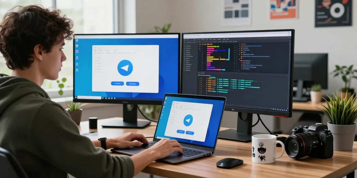 Explore the interface of Telegram Web while a developer interacts with messages on multiple screens.