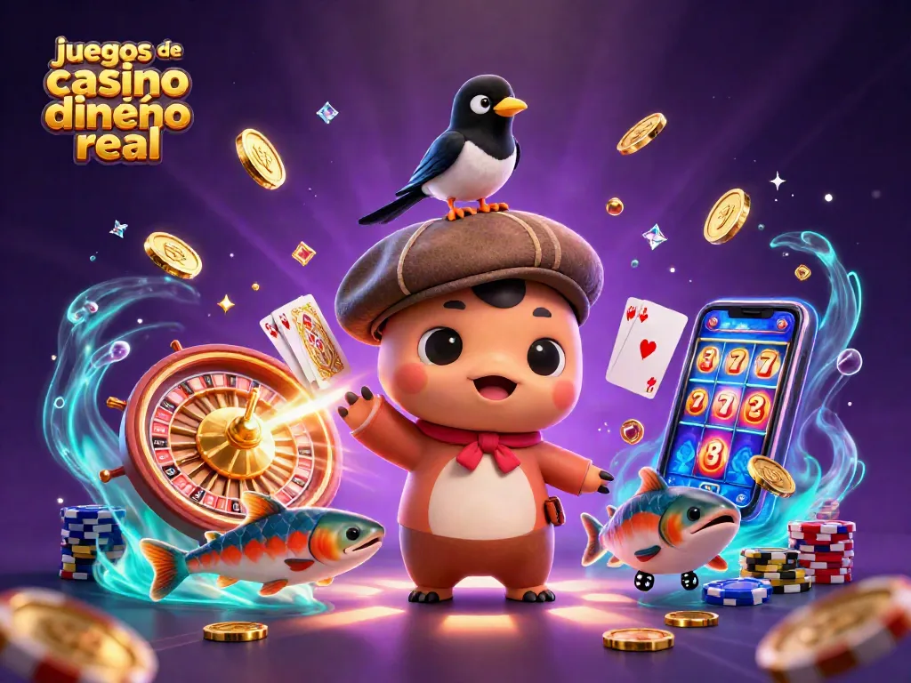juegos de casino con dinero real: ilustración 3D de criaturas y elementos de un casino