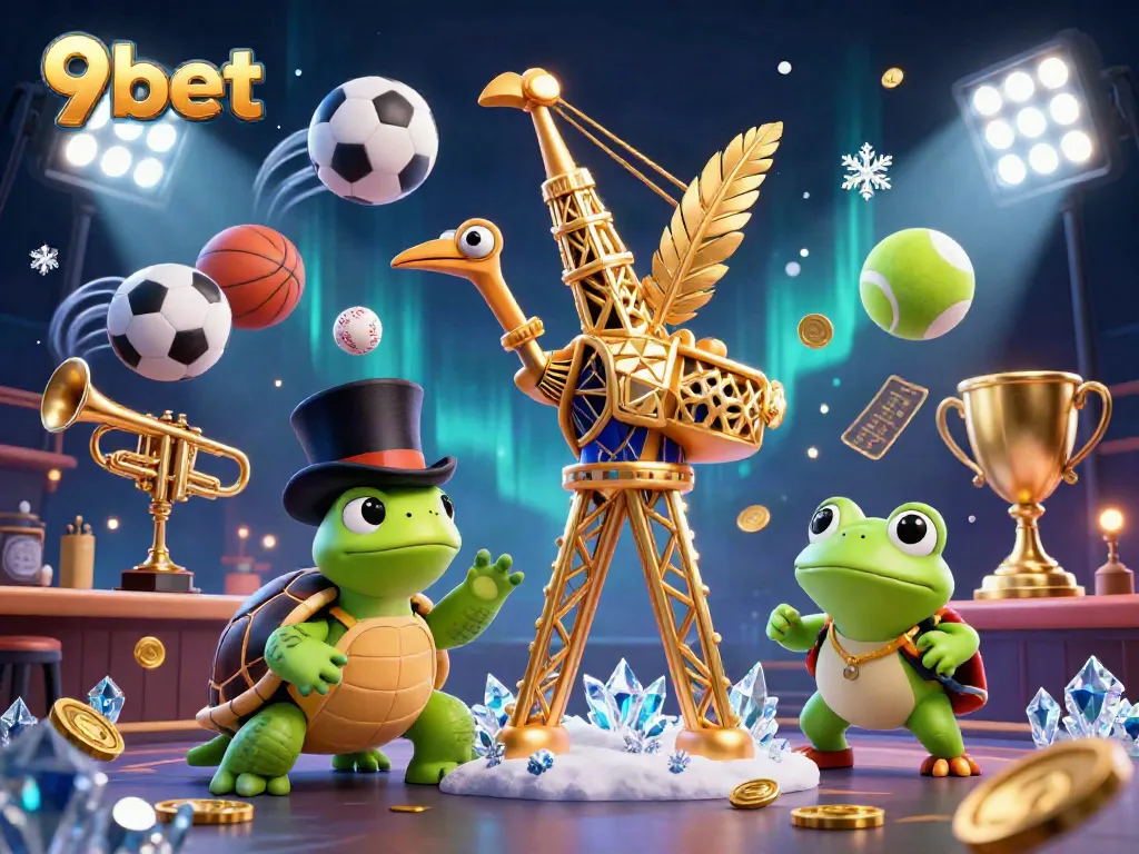 Experience dynamic sports betting action with 9bet, highlighted by vibrant characters and energetic elements.