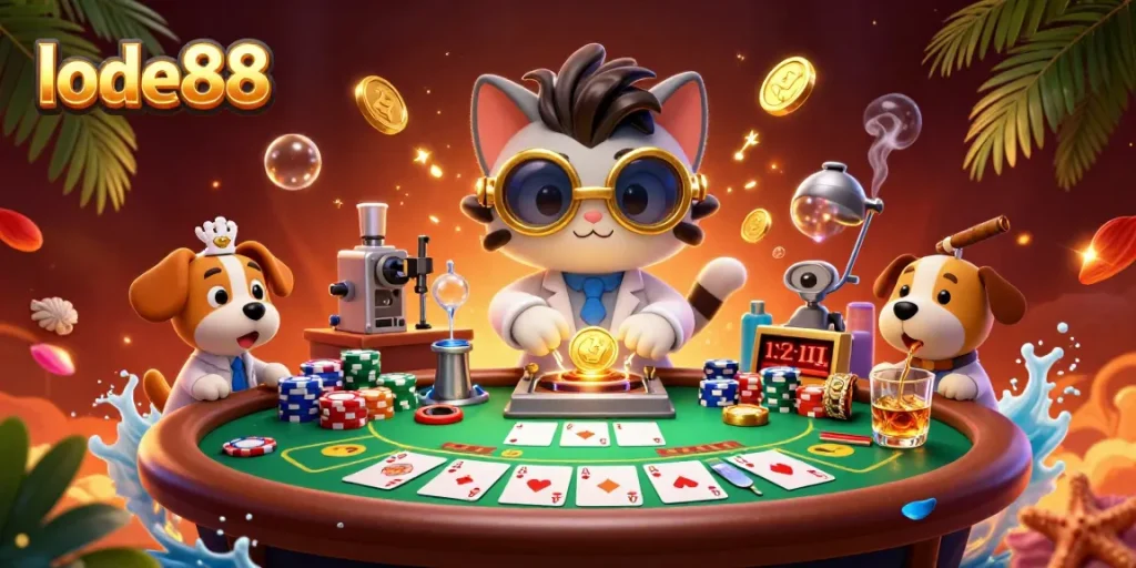 Engage with lode88's vibrant poker scene featuring dynamic characters and rich visual elements.