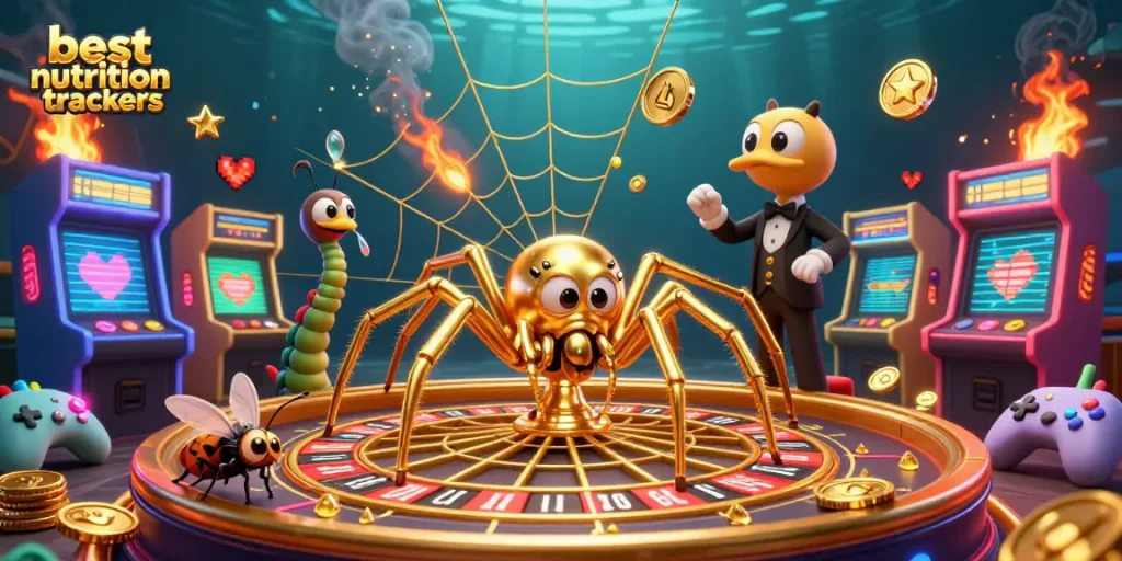 Spin the roulette wheel of the best nutrition trackers in a thrilling 3D gambling illustration.