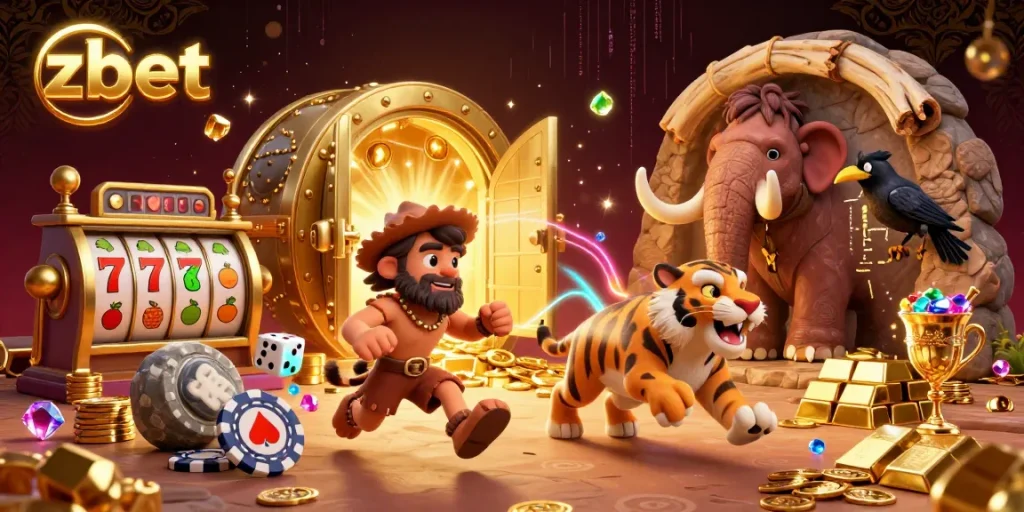Join the excitement at zbet with thrilling casino adventures featuring prehistoric characters and rich treasures.