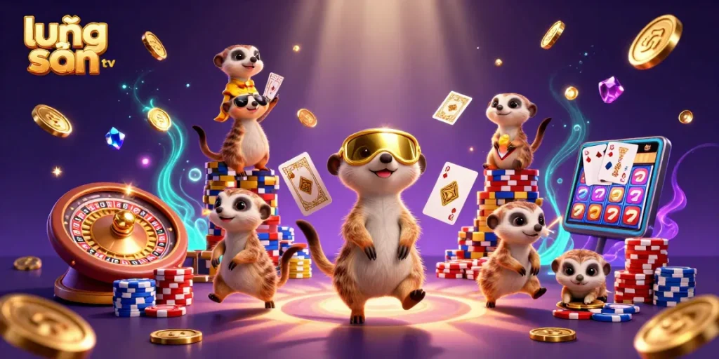 lương sơn tv brings an exciting casino experience with playful meerkats managing games and chips