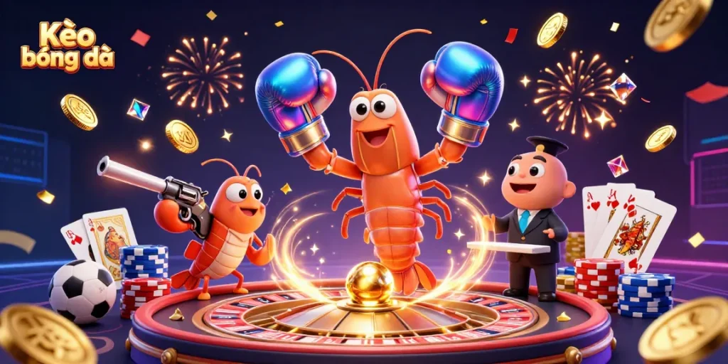 Kèo bóng đá brings vibrant sports betting excitement with colorful characters and dynamic casino elements.