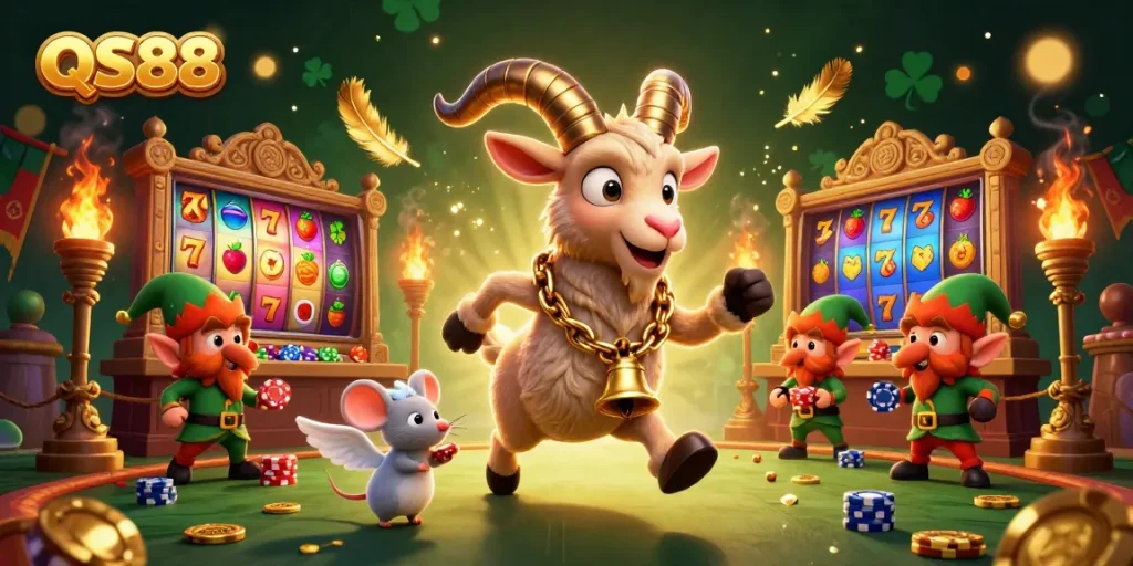 Win big with QS88 in a festive 3D casino scene filled with excitement and action.