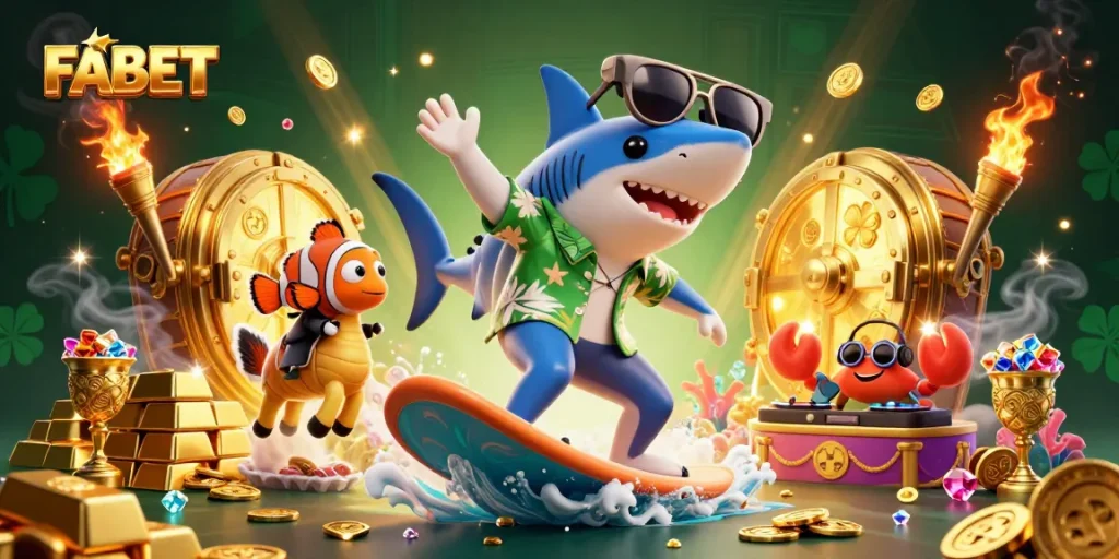 Win big with FABET while enjoying a vibrant 3D illustration filled with stunning gaming elements.